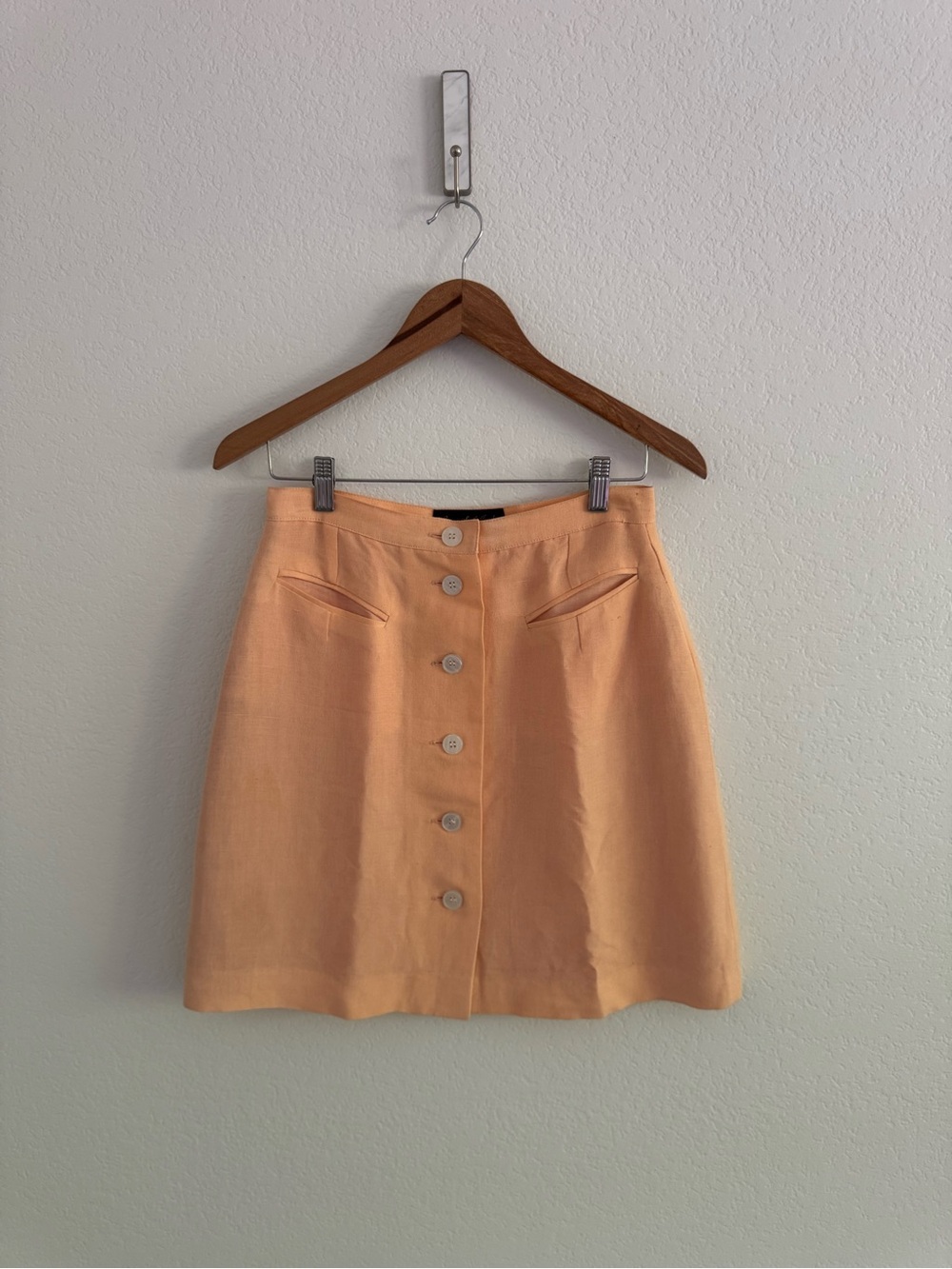 Vintage Peach Giorgio Sant-Angelo Size 6 or S/M Button Up Mini Skirt